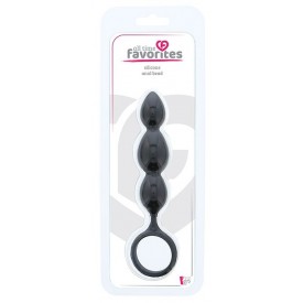 Черная анальная пробка-елочка SILICONE ANAL BEAD - 16,5 см.