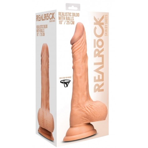 Телесный фаллоимитатор Realistic Dildo With Balls - 25 см.